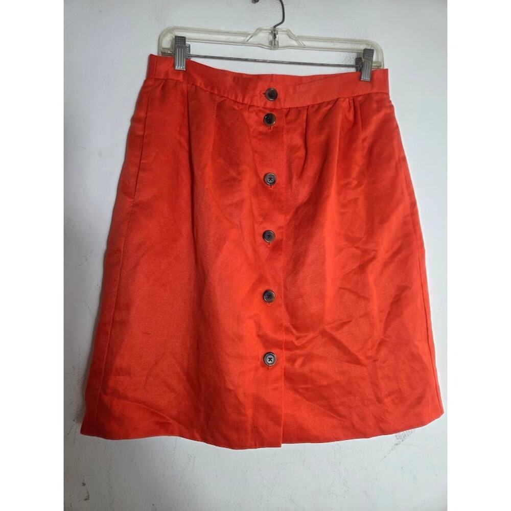 J.Crew Women Burnt Orange Button Front Linen Blend Straight Skirt size 6